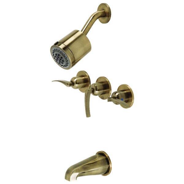 Tub and Shower Faucet, Antique Brass, Wall Mount
